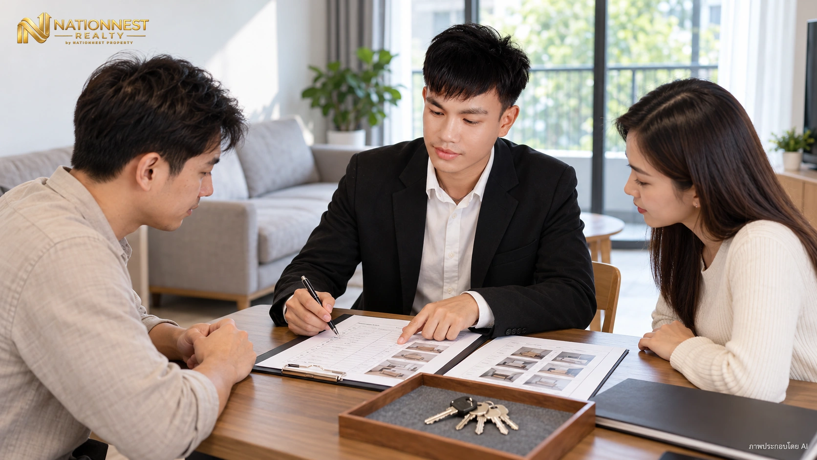 พีทตรวจรายการเฟอร์นิเจอร์ กุญแจ และบันทึกเงินประกันร่วมกับคู่สัญญา
