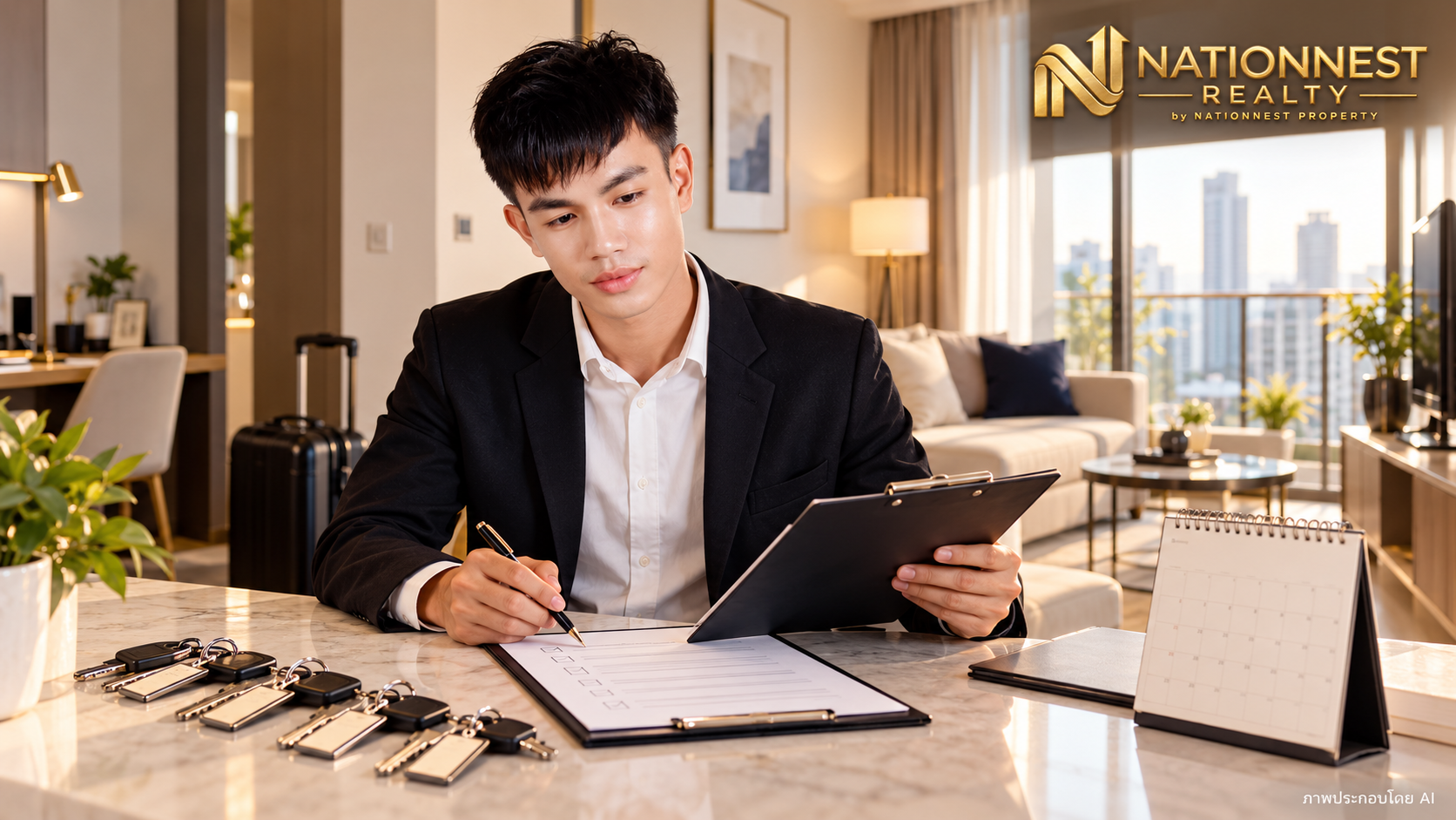 พีทตรวจความพร้อมคอนโดพร้อมเอกสารและกุญแจ ภาพจำลองประกอบข่าว