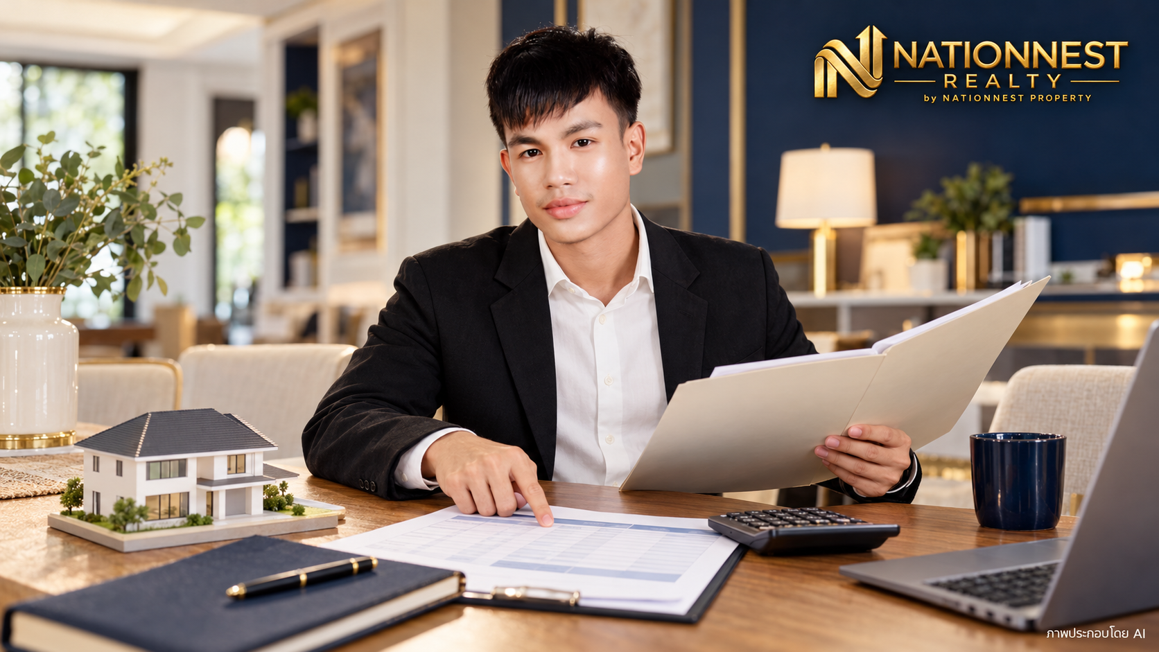 พีททบทวนเอกสารสินเชื่อในบ้าน ภาพประกอบเชิงแนวคิด ไม่ใช่การเป็นตัวแทนธนาคาร